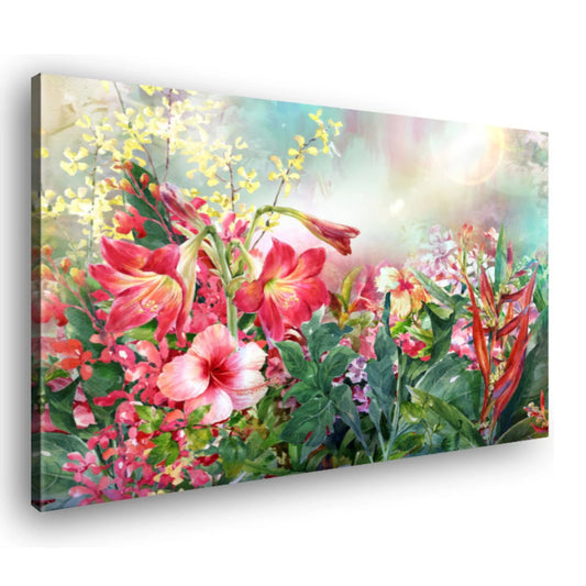 Canvas Schilderij Lente Veelkleurige Bloemen