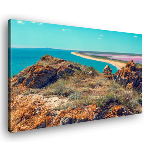 Canvas Schilderij Uitzicht Op Roze Meer