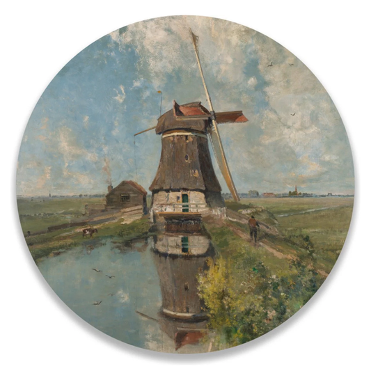 Wandcirkel Molen Aan Een Poldervaart